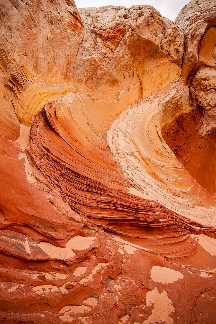 Colorful eroded Navajo sandstone in the White Pocket Recreation Area, Vermilion Cliffs National Monument, Arizona. Plastic deformation is shown here.