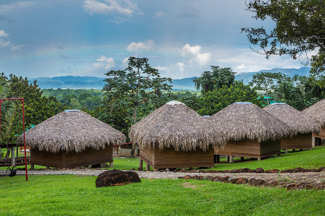 Thatched-roof cottages at the youth camp of The Church of Jesus Christ of Latter-day Saints in Bonao, Dominican Republic.