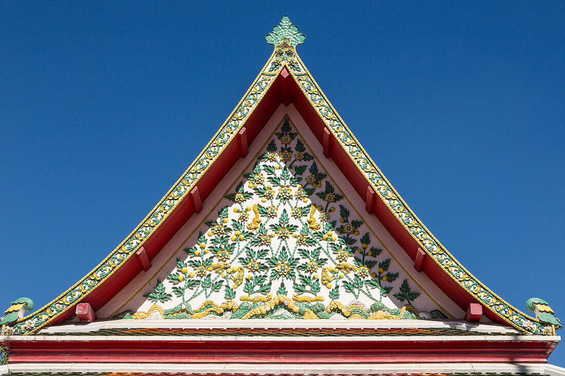 Architektonisches Detail des Wat Pho, des Tempels des liegenden Buddhas in Bangkok, Thailand
