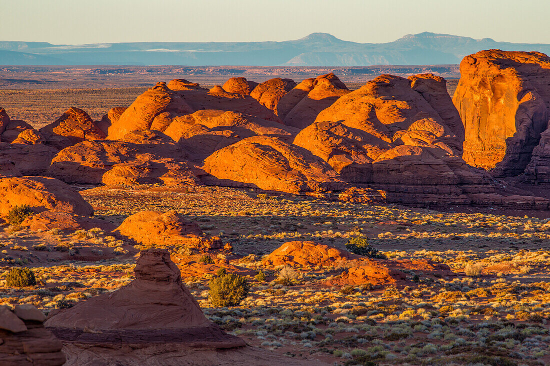 Cross-bedding patterns in the eroded sandstone in Mystery Valley in the Monument Valley Navajo Tribal Park in Arizona.