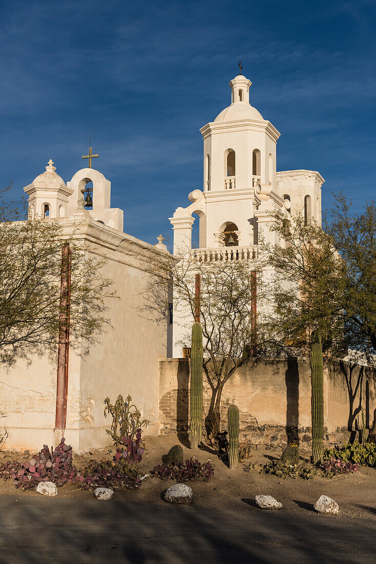 Mission San Xavier del Bac, Tucson Arizona. Built in Baroque style with Moorish and Byzantine architecture.