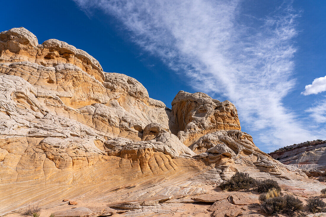 Erodierter Navajo-Sandstein in der White Pocket Recreation Area, Vermilion Cliffs National Monument, Arizona