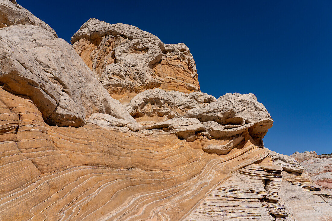Eroded Navajo sandstone in the White Pocket Recreation Area, Vermilion Cliffs National Monument, Arizona. Shown is a good example of cross-bedding in the sandstone layers.