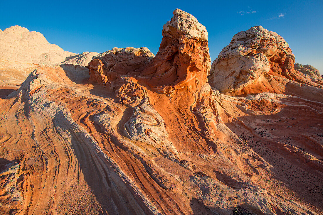 Colorful eroded Navajo sandstone formations in the White Pocket Recreation Area, Vermilion Cliffs National Monument, Arizona.