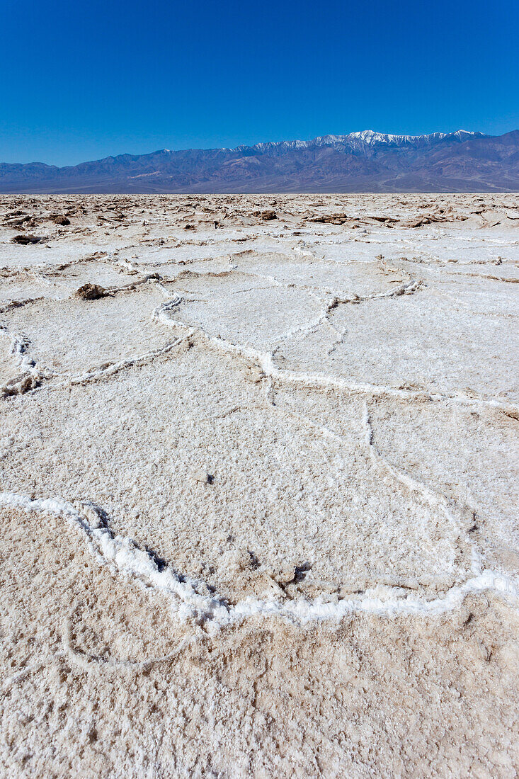 Salzpolygone im Badwater Basin in der Mojave-Wüste im Death Valley National Park, Kalifornien