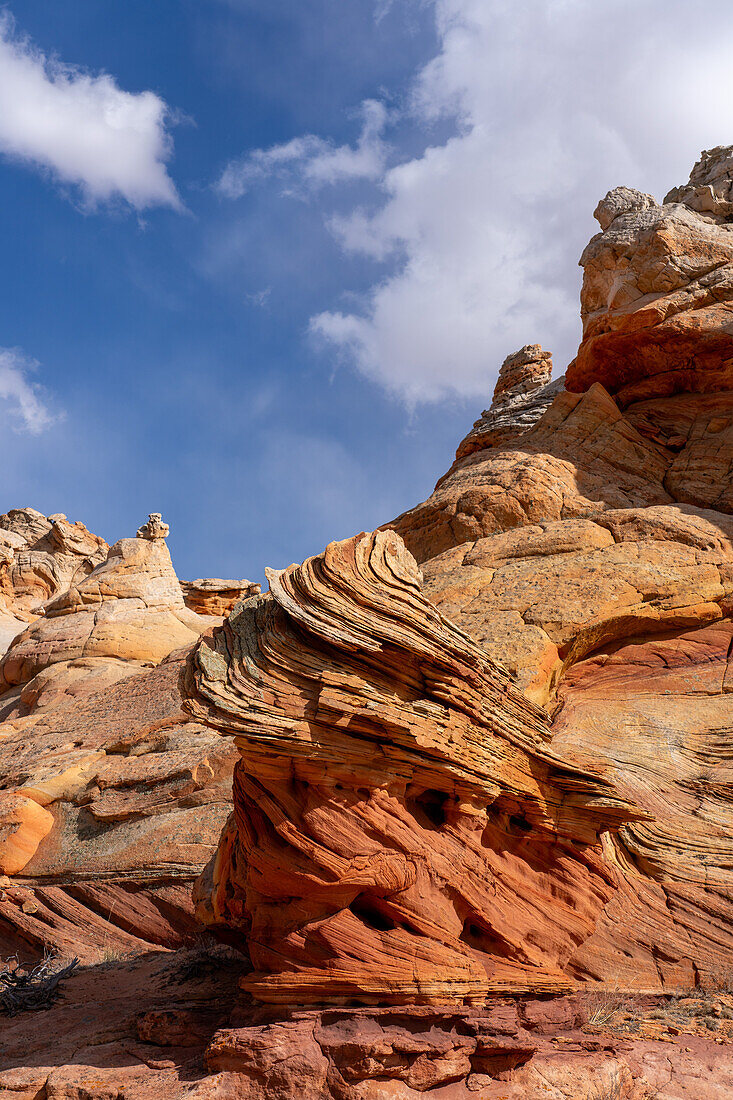 Eroded Navajo sandstone rock formations near South Coyote Buttes, Vermilion Cliffs National Monument, Arizona.