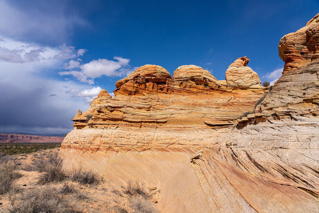 Eroded Navajo sandstone rock formations near South Coyote Buttes, Vermilion Cliffs National Monument, Arizona.