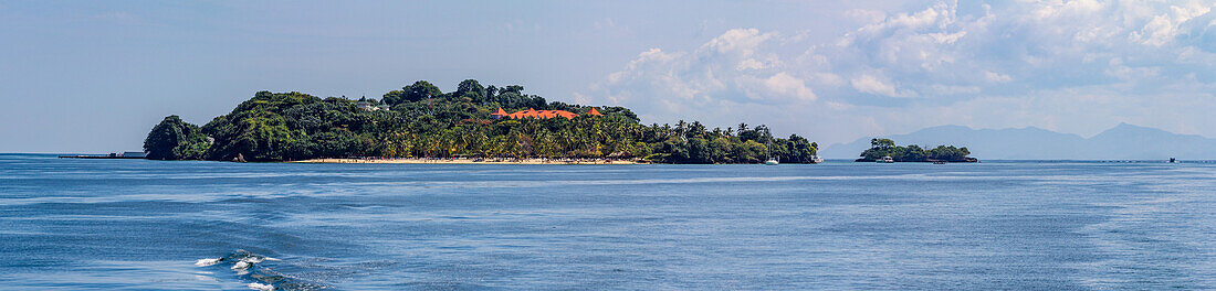 Cayo Levantado, a resort island in the Bay of Samana in the Dominican Republic.