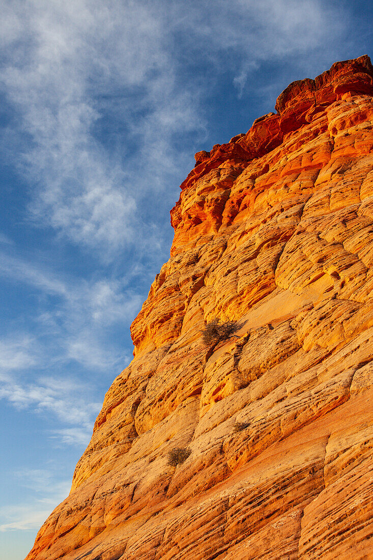 Farbenfrohe Navajo-Sandsteinformation bei Sonnenaufgang in den South Coyote Buttes, Vermilion Cliffs National Monument, Arizona