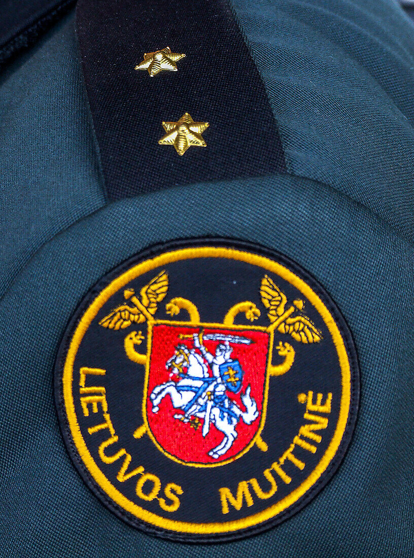 The shoulder patch of a Lithuanian Customs official at the border crossing between Belarus and Lithuania.