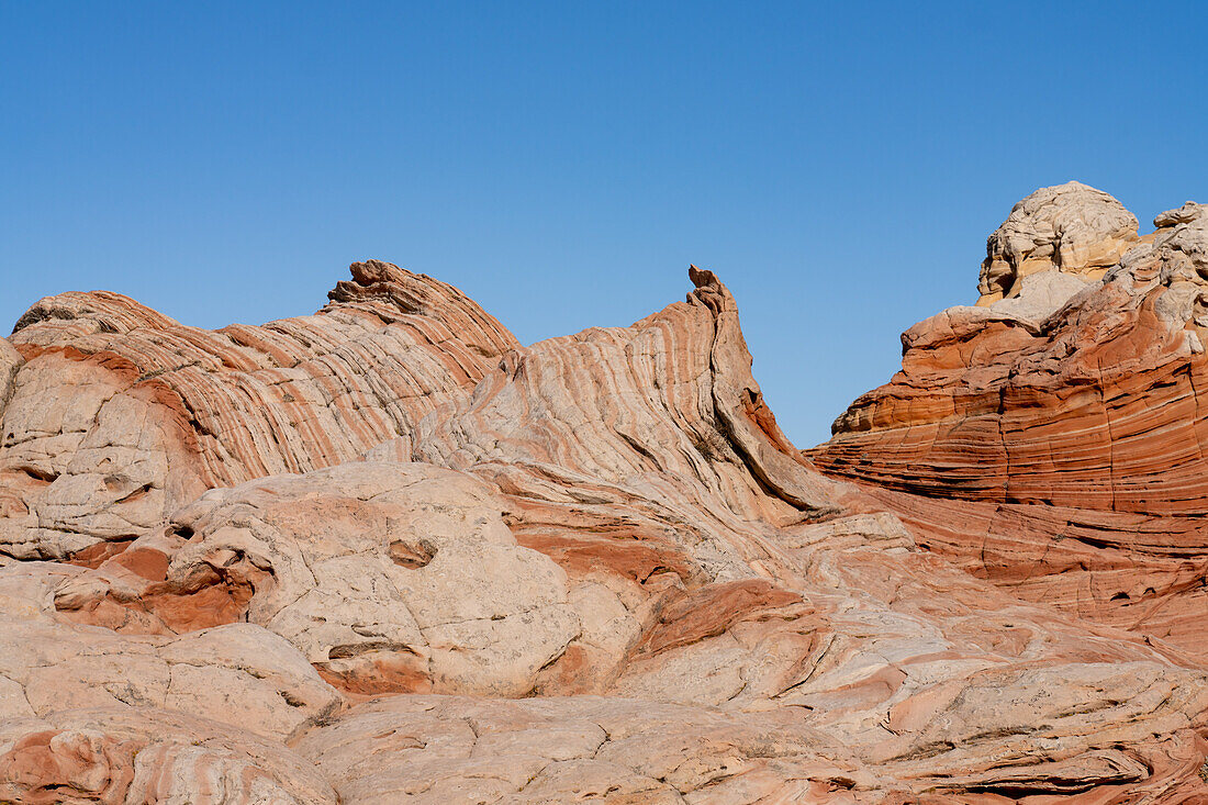 Eroded Navajo sandstone in the White Pocket Recreation Area, Vermilion Cliffs National Monument, Arizona. Shown is a good example of cross-bedding in the sandstone layers.