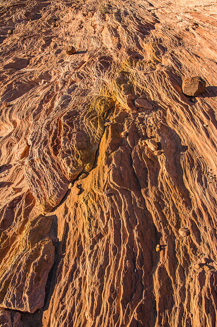 Detail of the layers in the eroded Aztec sandstone of Valley of Fire State Park in Nevada.