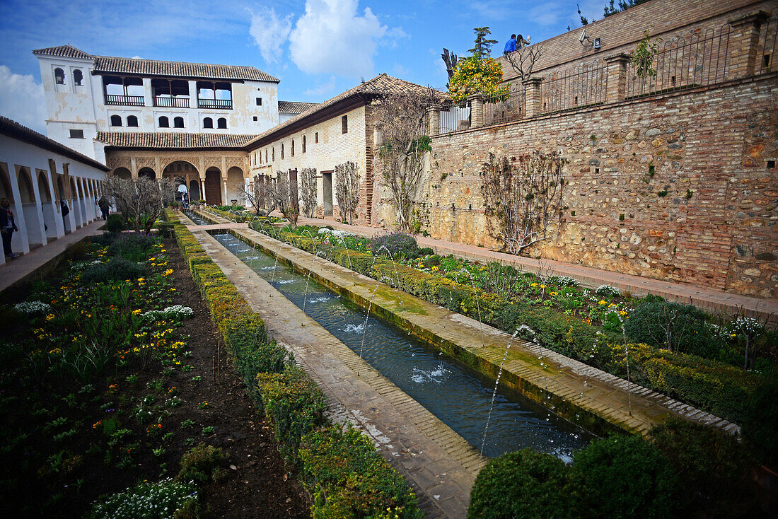 The Gardens of the Generalife in The Alhambra, palace and fortress complex located in Granada, Andalusia, Spain