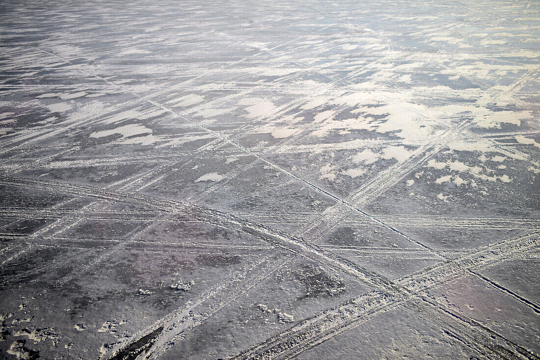 Frozen lake in Lappish countryside