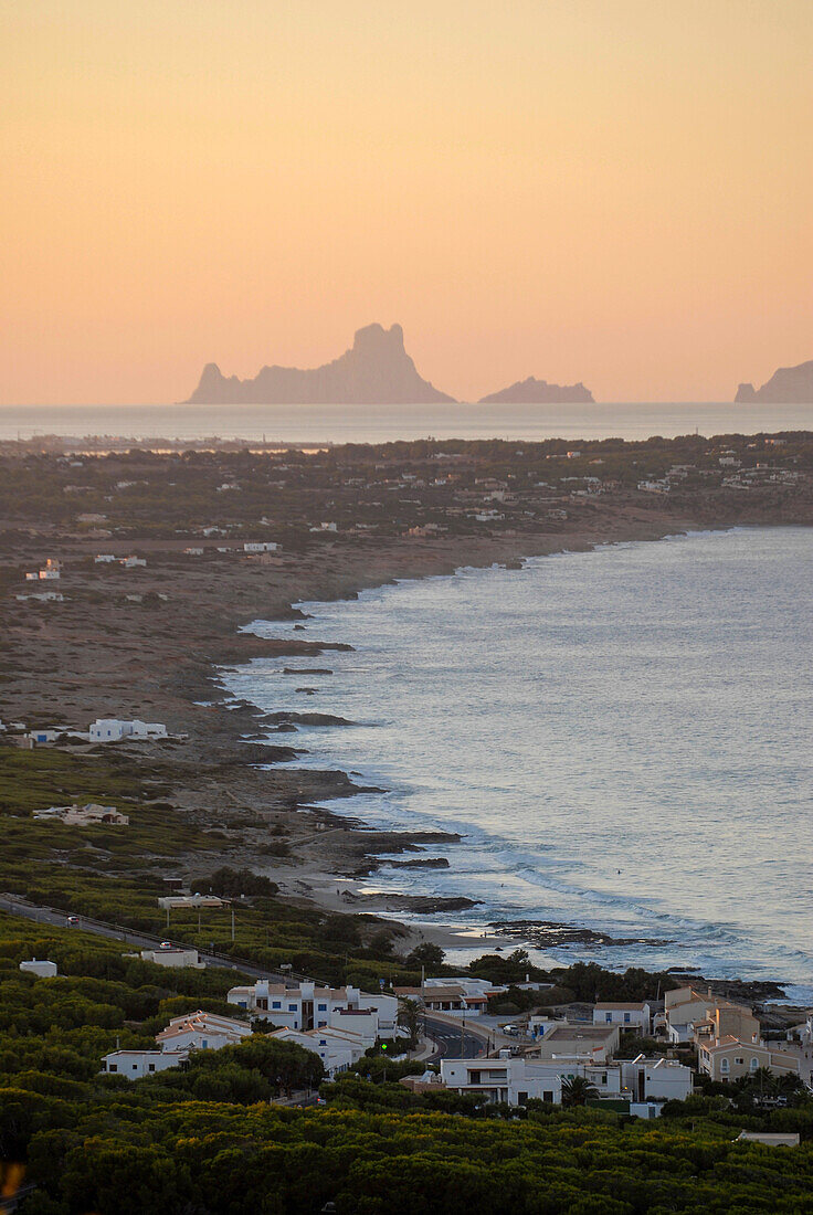 Sunset view of Es Vedra and part of Formentera from La Mola