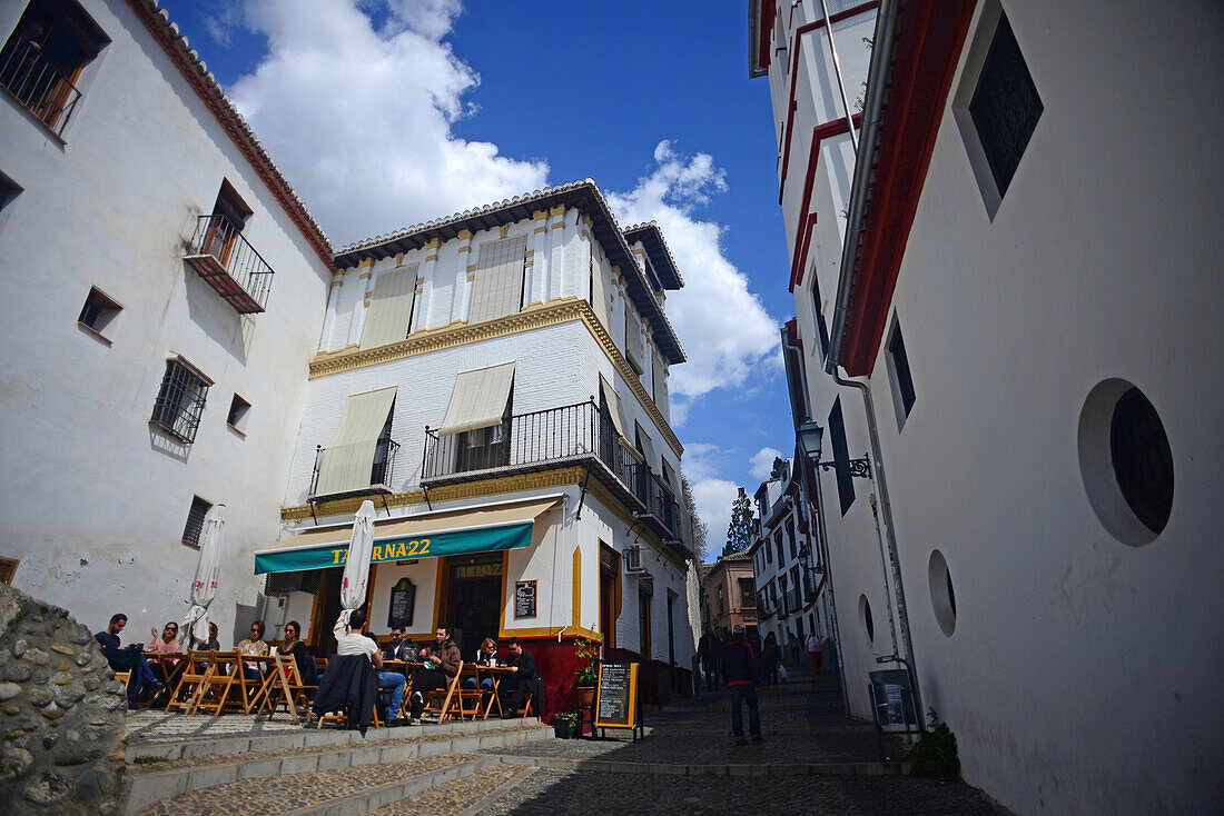 The Albaicin Quarter is the old Moorish quarter across the River Darro from the Alhambra, Granada, Spain