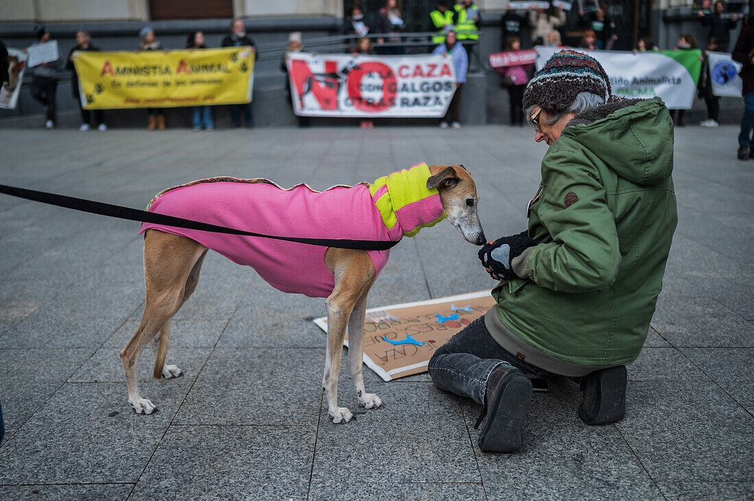 Thousands of people demonstrate in Spain to demand an end to hunting with dogs, Zaragoza, Spain