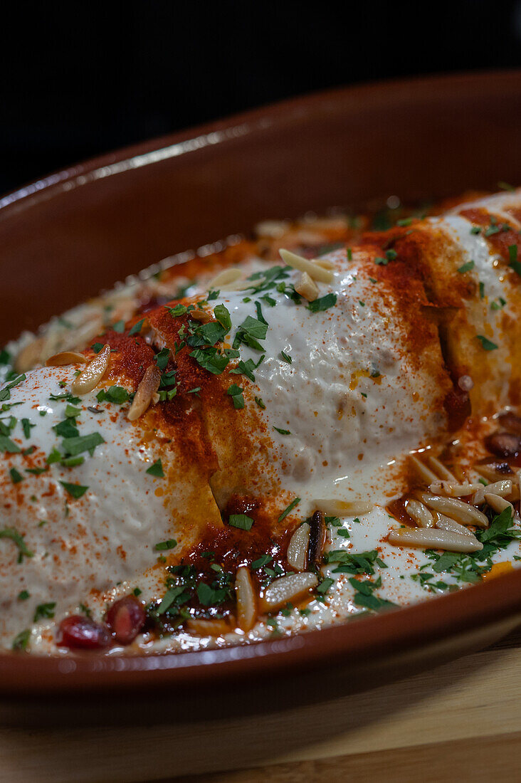 Tantuni, Spezialität aus Mersin in der Türkei, im Restaurant Mosaico, Zaragoza, Spanien