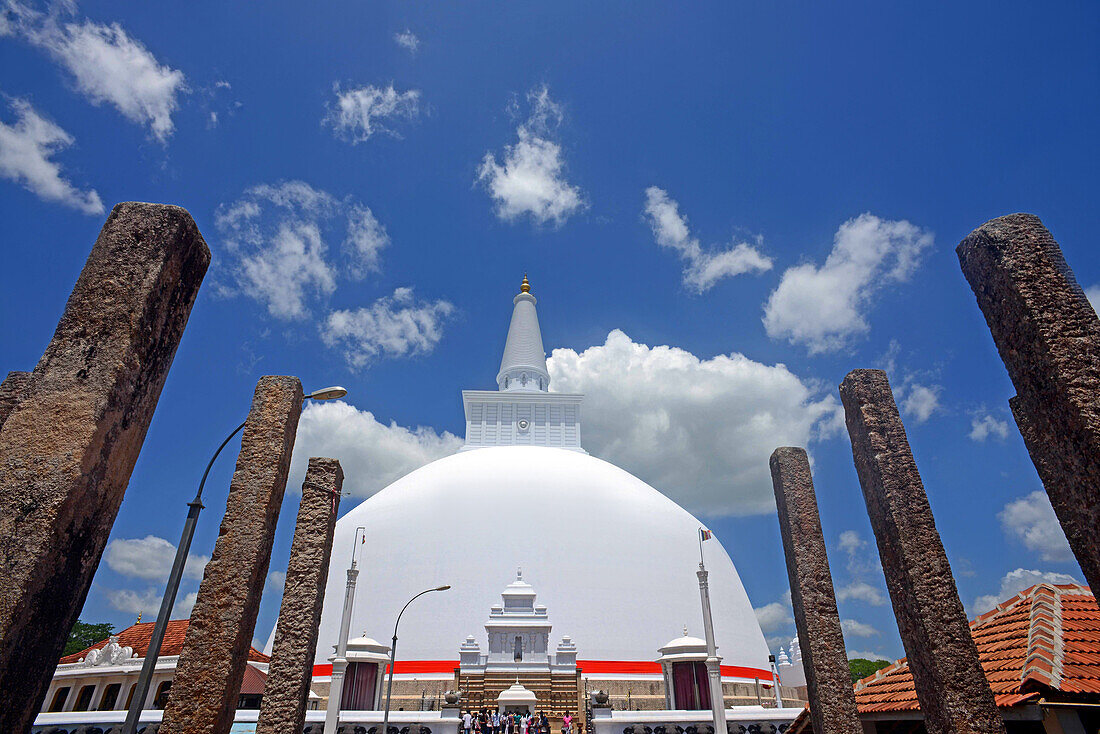 Ruwanwelisaya, a stupa in Anuradhapura, Sri Lanka, considered a marvel for its architectural qualities and sacred to many Buddhists all over the world.