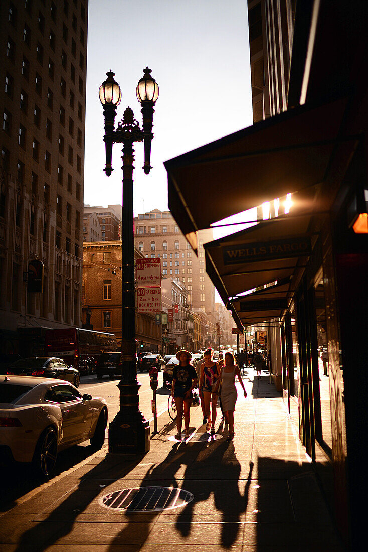 Street of San Francisco at sunset, with a curious light that resembles and old picture.