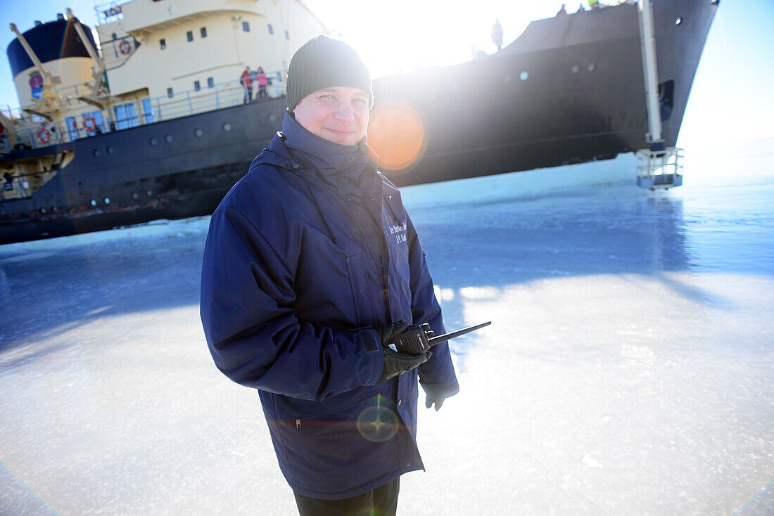 Jukka-Pekka Kuusinen, first officer of Sampo Icebreaker cruise, an authentic Finnish icebreaker turned into touristic attraction in Kemi, Lapland