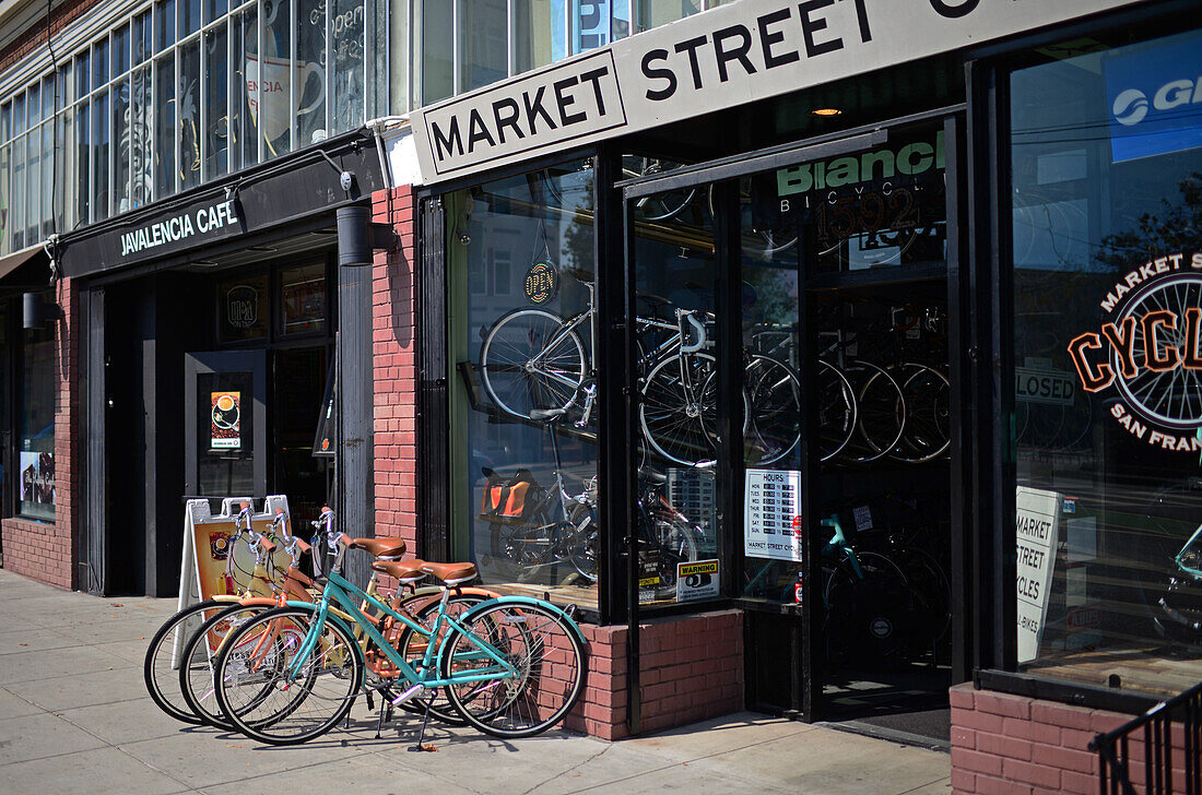 Bicycle store in Market Street, San Francisco.