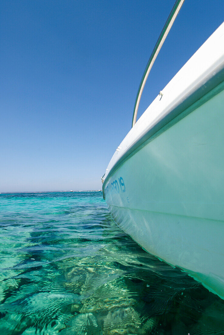 Boot in Mitjorn, auf der paradiesischen Insel Formentera