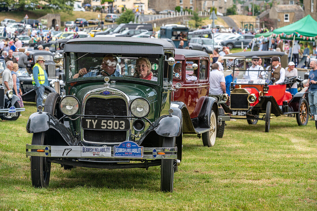 Classic cars in the Beamish Reliability Trial in Bainbridge Yorkshire 2023