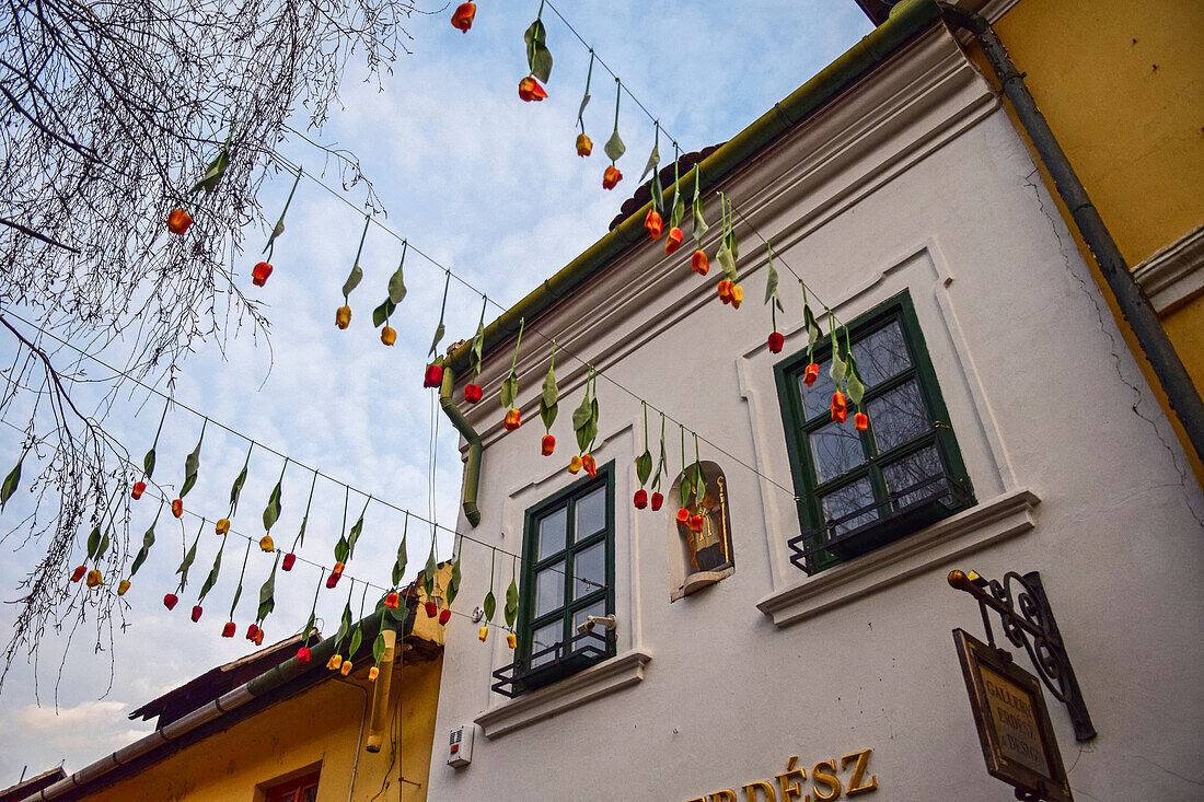 Straßen von Szentendre, einer Stadt am Flussufer im Komitat Pest, Ungarn,