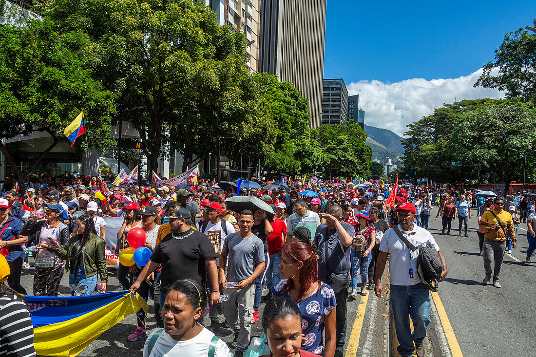 Kundgebung der Regierung von Nicolas Maduro in den Straßen von Caracas zur Feier des 23. Januar in Venezuela