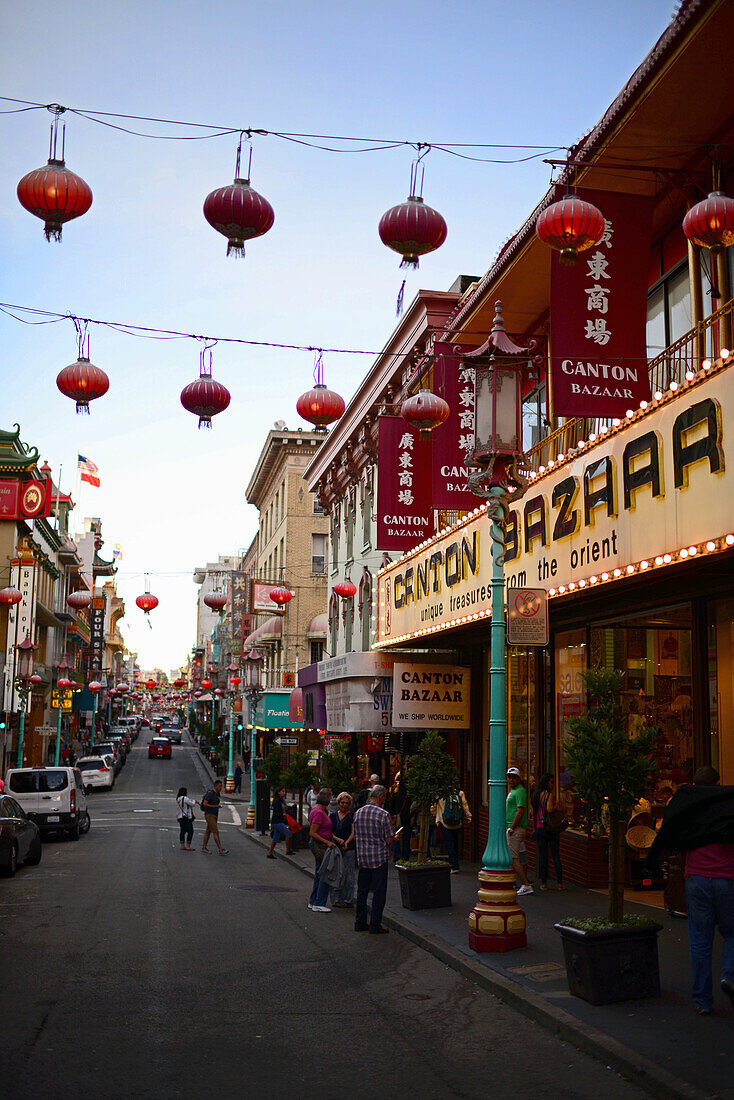 Streets of Chinatown in San Francisco, California.