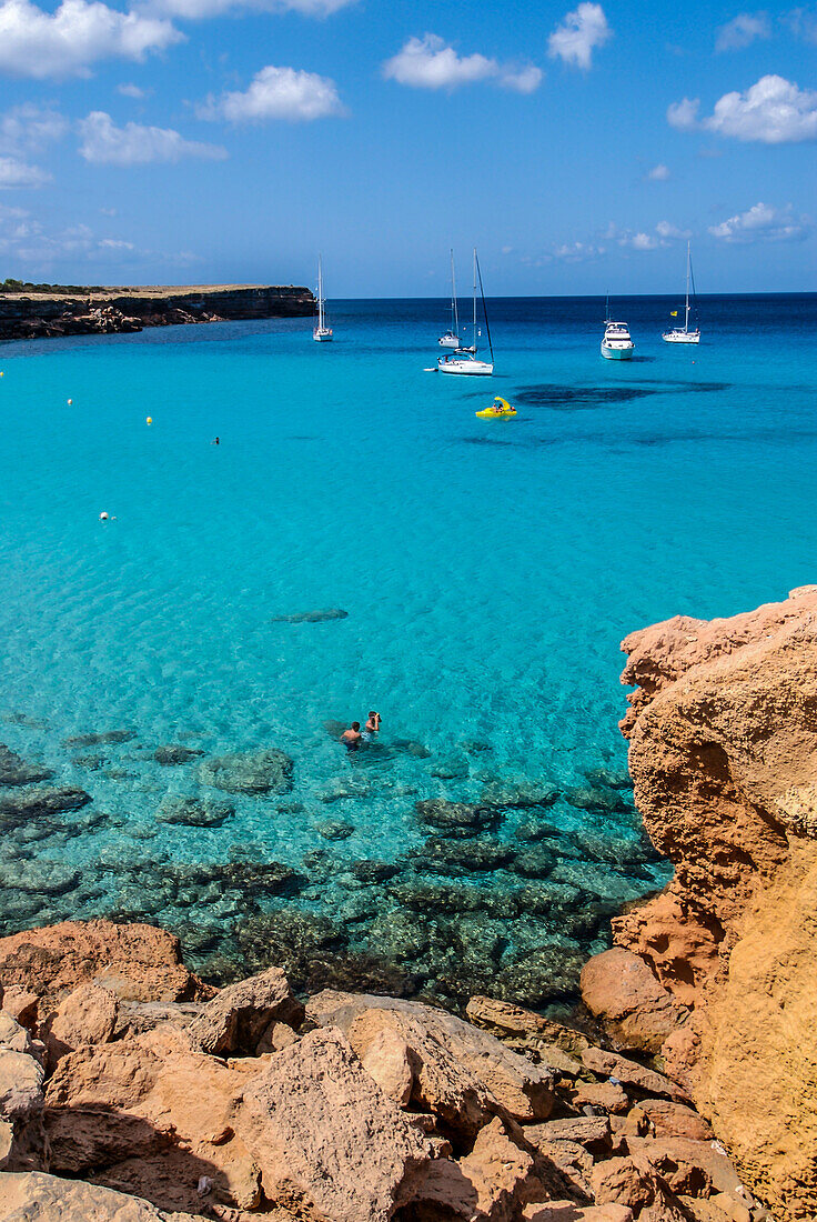 Cala Saona beach in Formentera, Balearic Islands, Spain