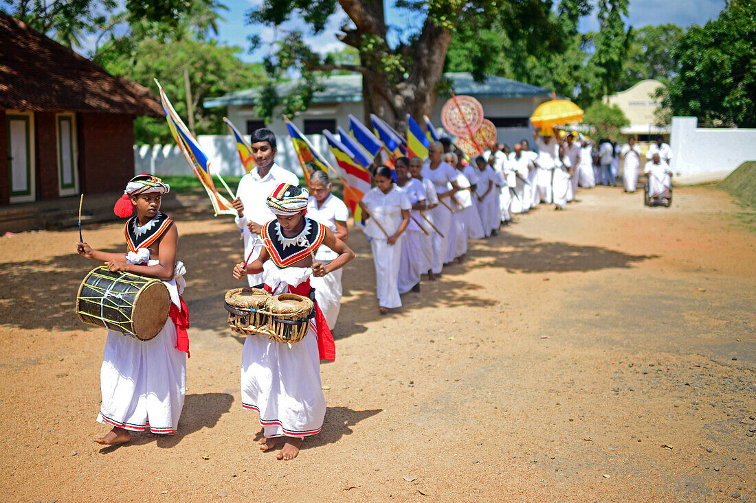 Religious parade at the Sri Maha Bodhi Temple in Anuradhapura.