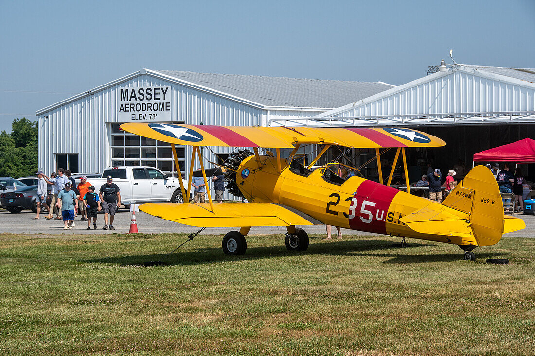 Potomac Antique aero squadron fly in at Massey Aerodrome