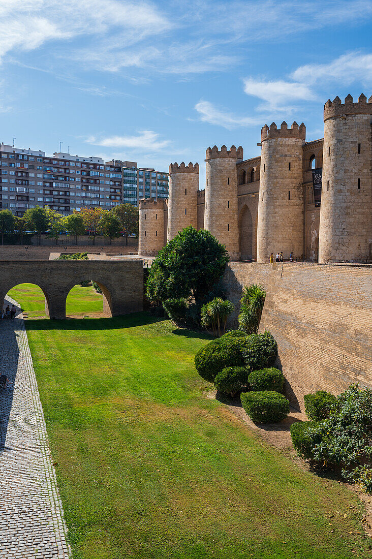 The Aljaferia Palace is a fortified medieval palace built during the second half of the 11th century in the Taifa of Zaragoza in Al-Andalus, present day Zaragoza, Aragon, Spain.