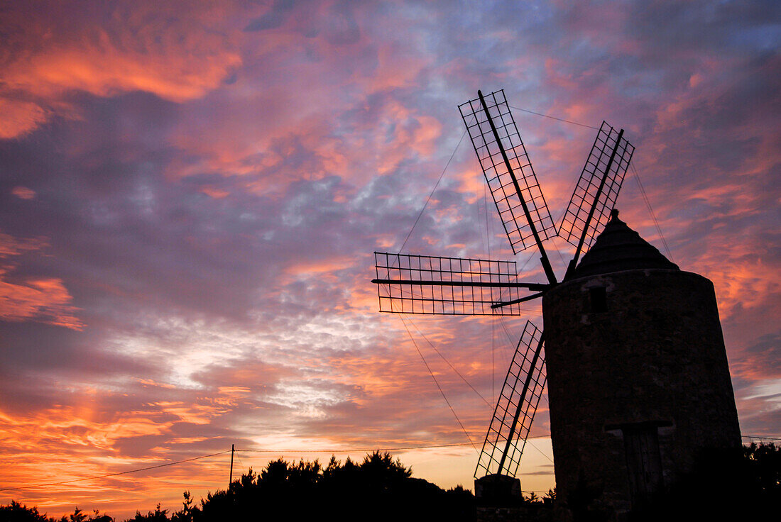 Old Windmill at sunset, Sant Francesc, Formentera