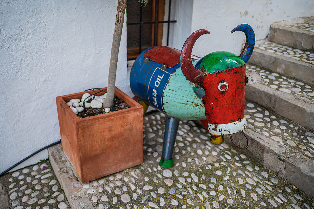 Animal metal sculpture in Altea old town, Alicante, Spain