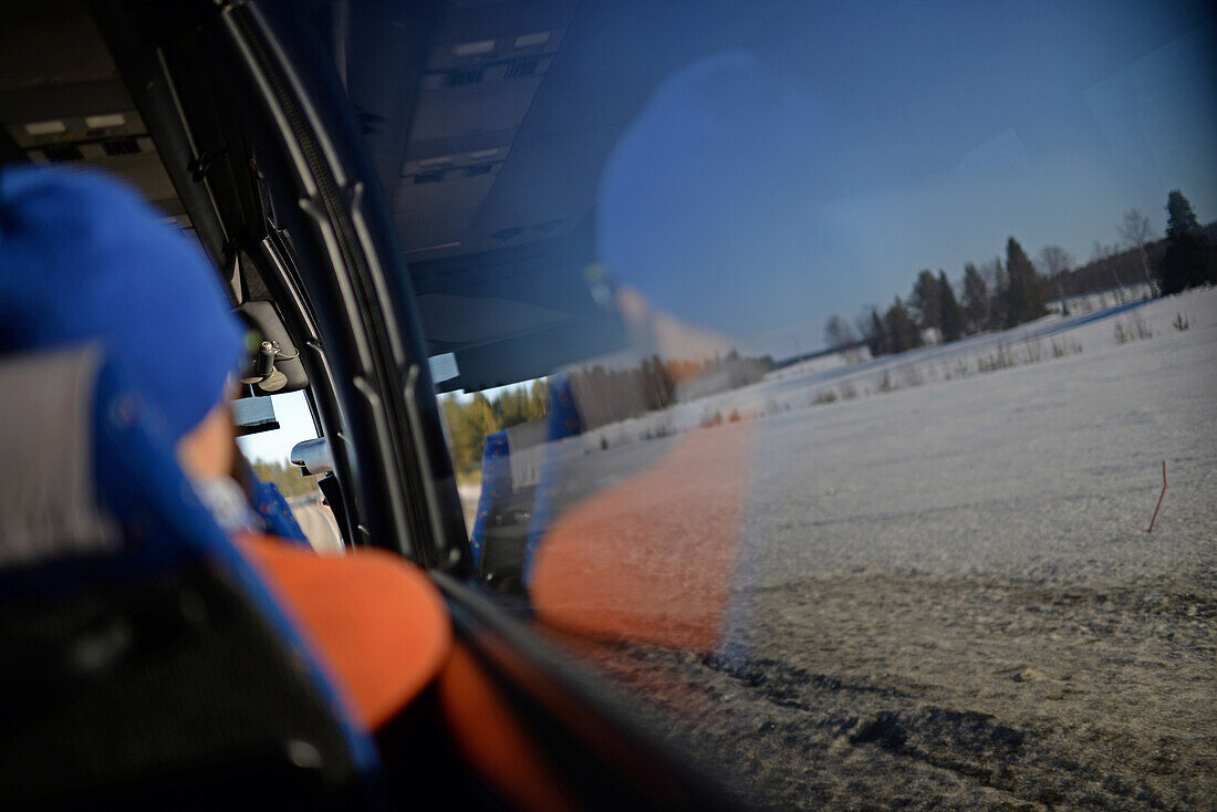 Innenseite des Busses von Rovaniemi nach Inari, Lappland, Finnland