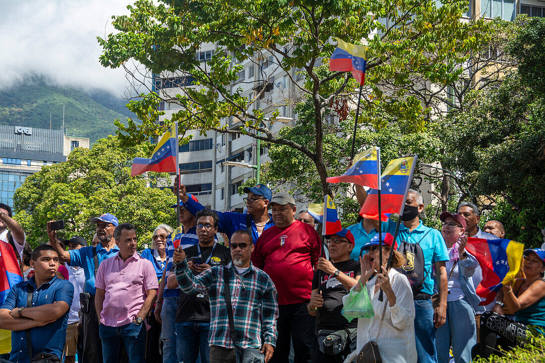 Rally of the candidate Maria Corina Machado, Venezuelan opposition leader, at Plaza Francia de Altamira in Caracas, on January 23, 2024.