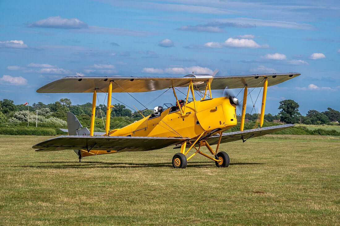 DH82 Tiger Moth airplane at old warden aerodrome Shuttleworth England