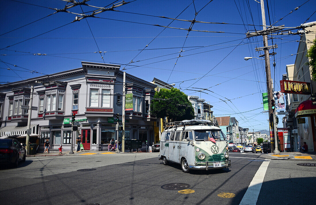 Old Volkswagen van in San Francisco, California.