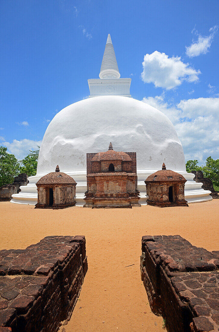 Dagaba Kiri Vihara, built in honour of the king`s queen, in The Ancient City Polonnaruwa, Sri Lanka