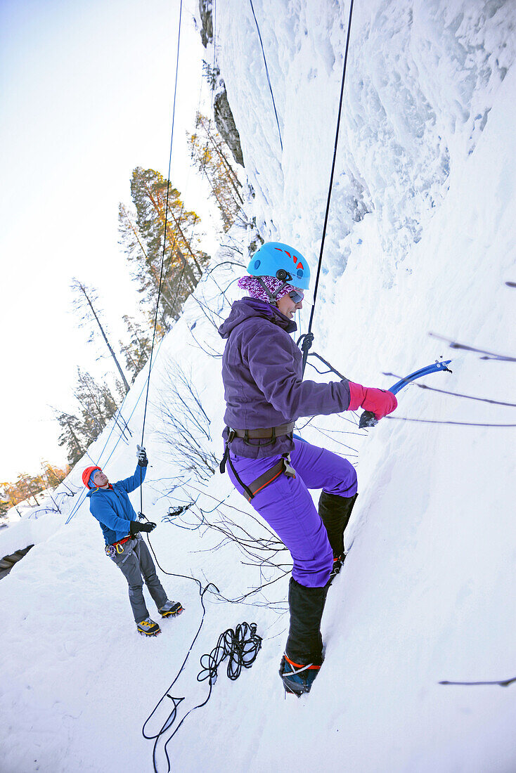 Ice Climbing in Pyha, Lapland, Finland