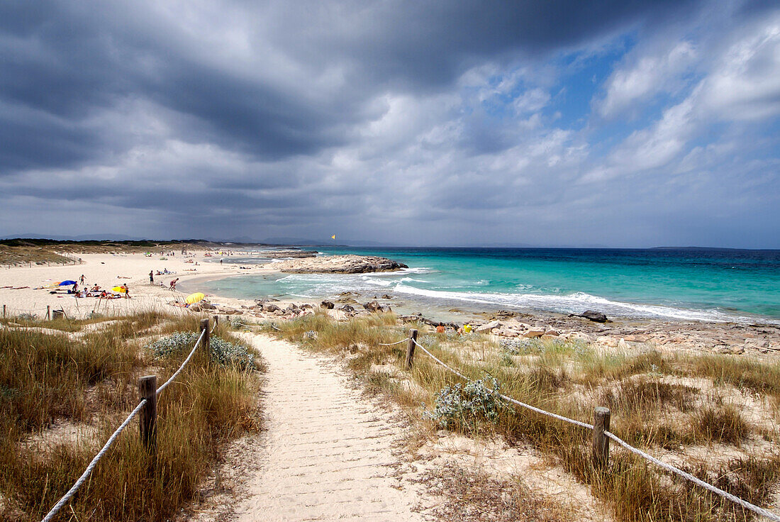 Cloudy day on the beach in Formentera