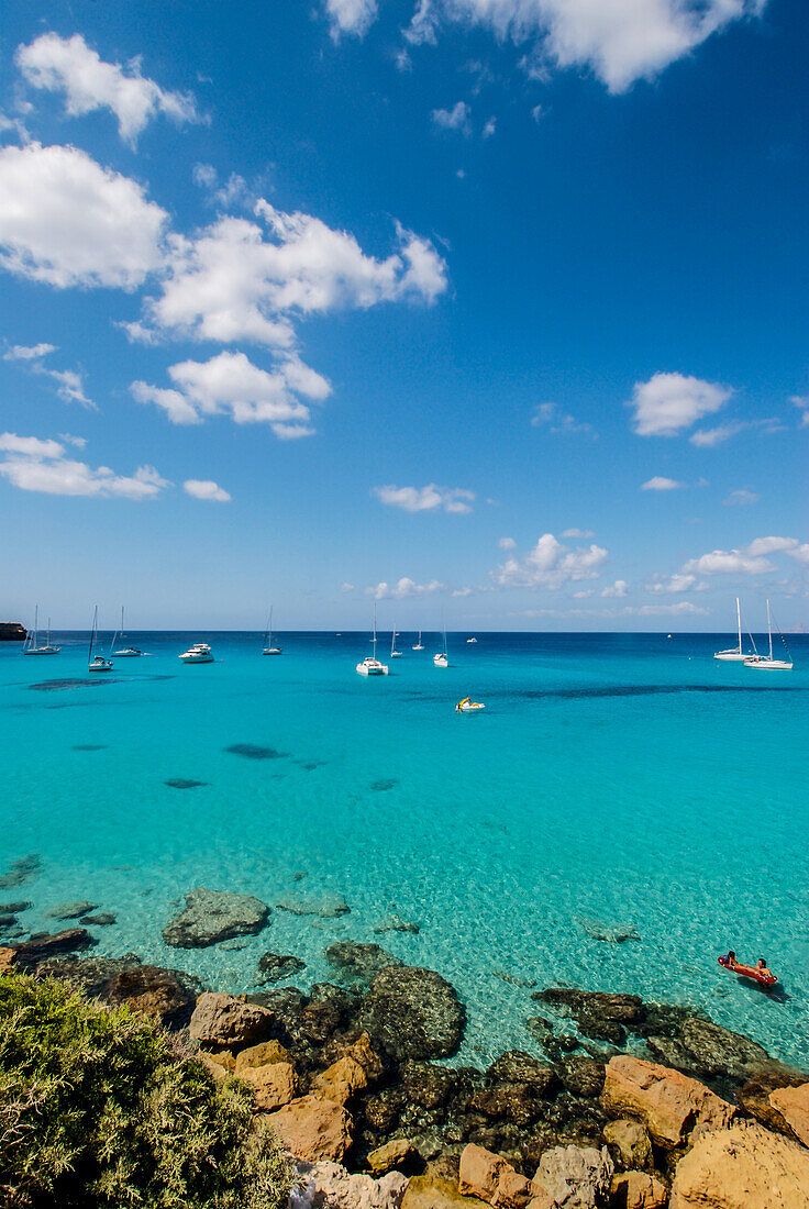 Cala Saona beach in Formentera, Balearic Islands, Spain