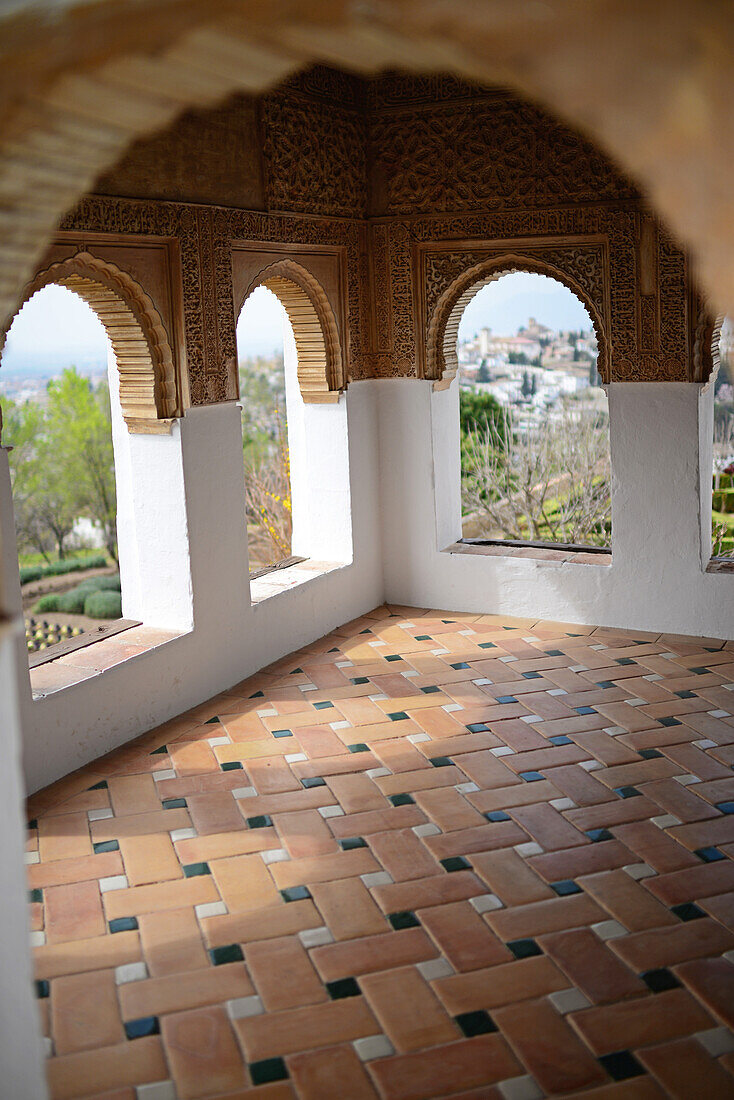 The Gardens of the Generalife in The Alhambra, palace and fortress complex located in Granada, Andalusia, Spain