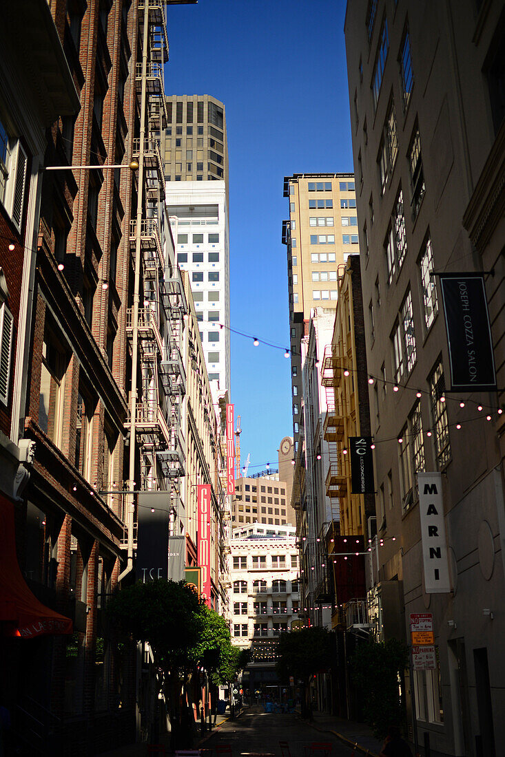 Commercial streets off Union Square, San Francisco.