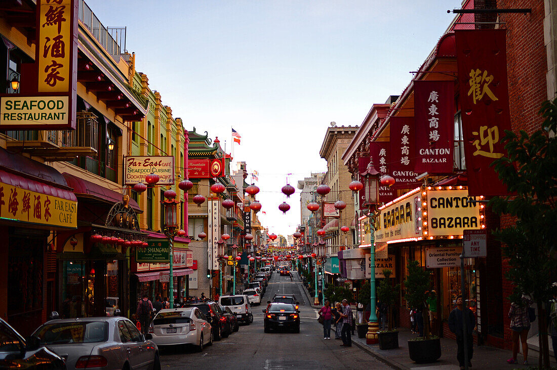 Streets of Chinatown in San Francisco, California.