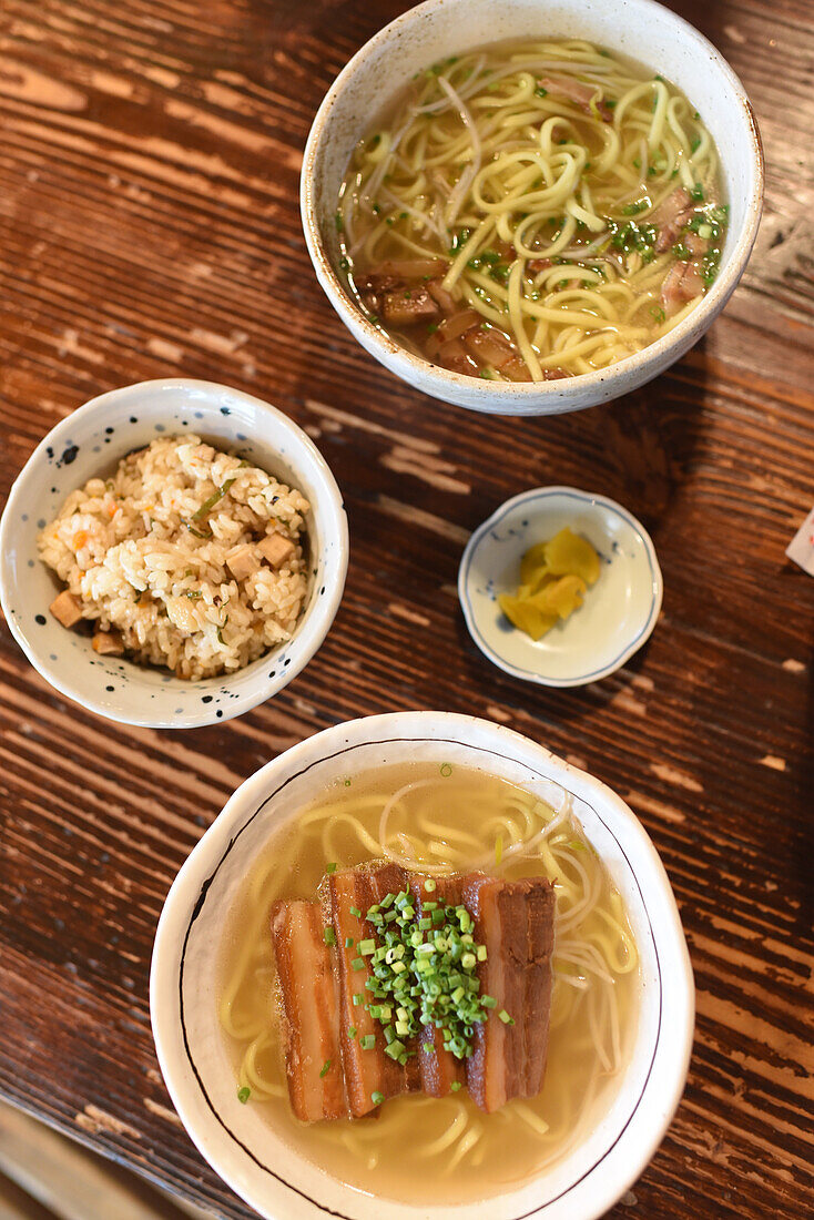 Traditional soba noodles in Taketomi, Okinawa, Japan