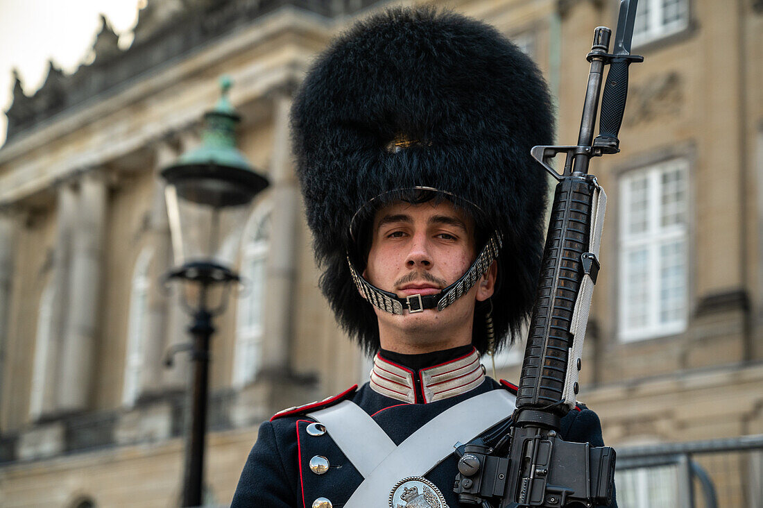 A Royal Life Guard to the Danish monarchy in Copenhagen Denmark